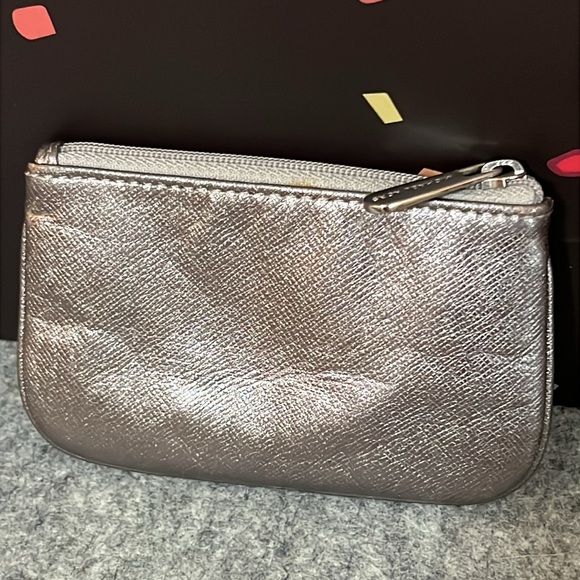 SALE Michael Kors Metallic Silver Keychain Pouch - Picture 3 of 6